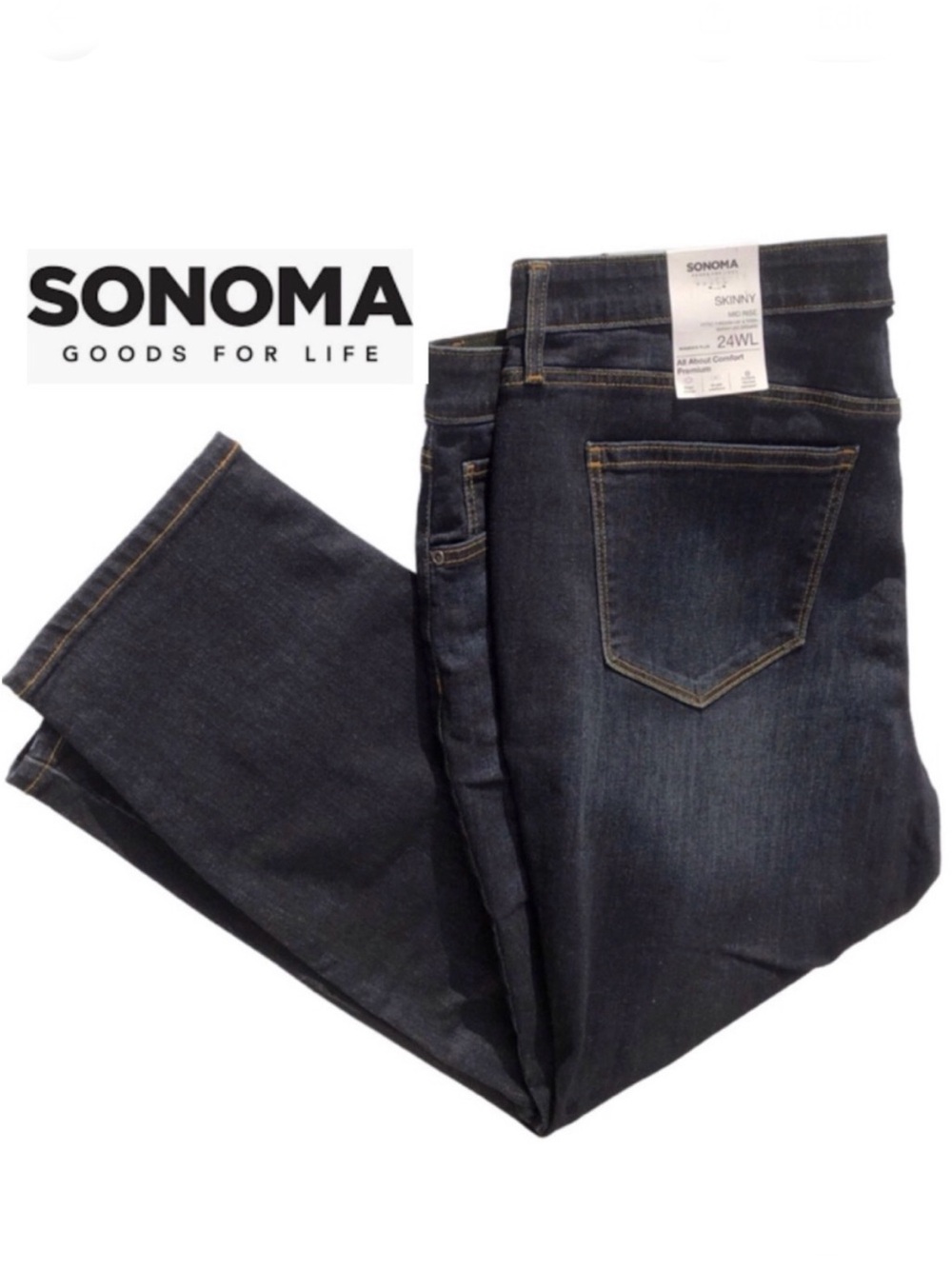 Sonoma Goods For Life Midrise Dark Blue Skinny Jeans Plus Size 24W Tall